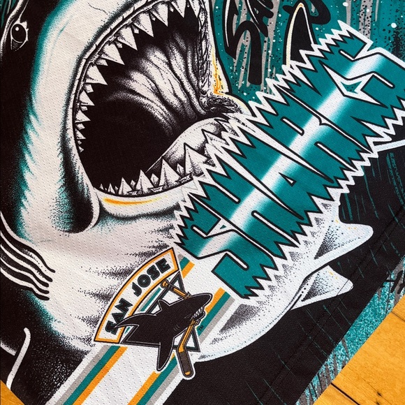 1990s San Jose Sharks "Fanimation" All-Over Print Hockey Jersey - Picture 5 of 11